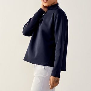 ADAY Women's Like A BOSS Pullover Sweatshirt Midnight(dark navy)Mesh Back Size M